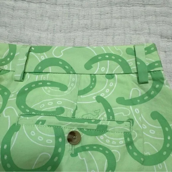 Vineyard Vines Kentucky Derby Breaker Shorts Green Lucky Horseshoe Men's Size 35 - Picture 8 of 9